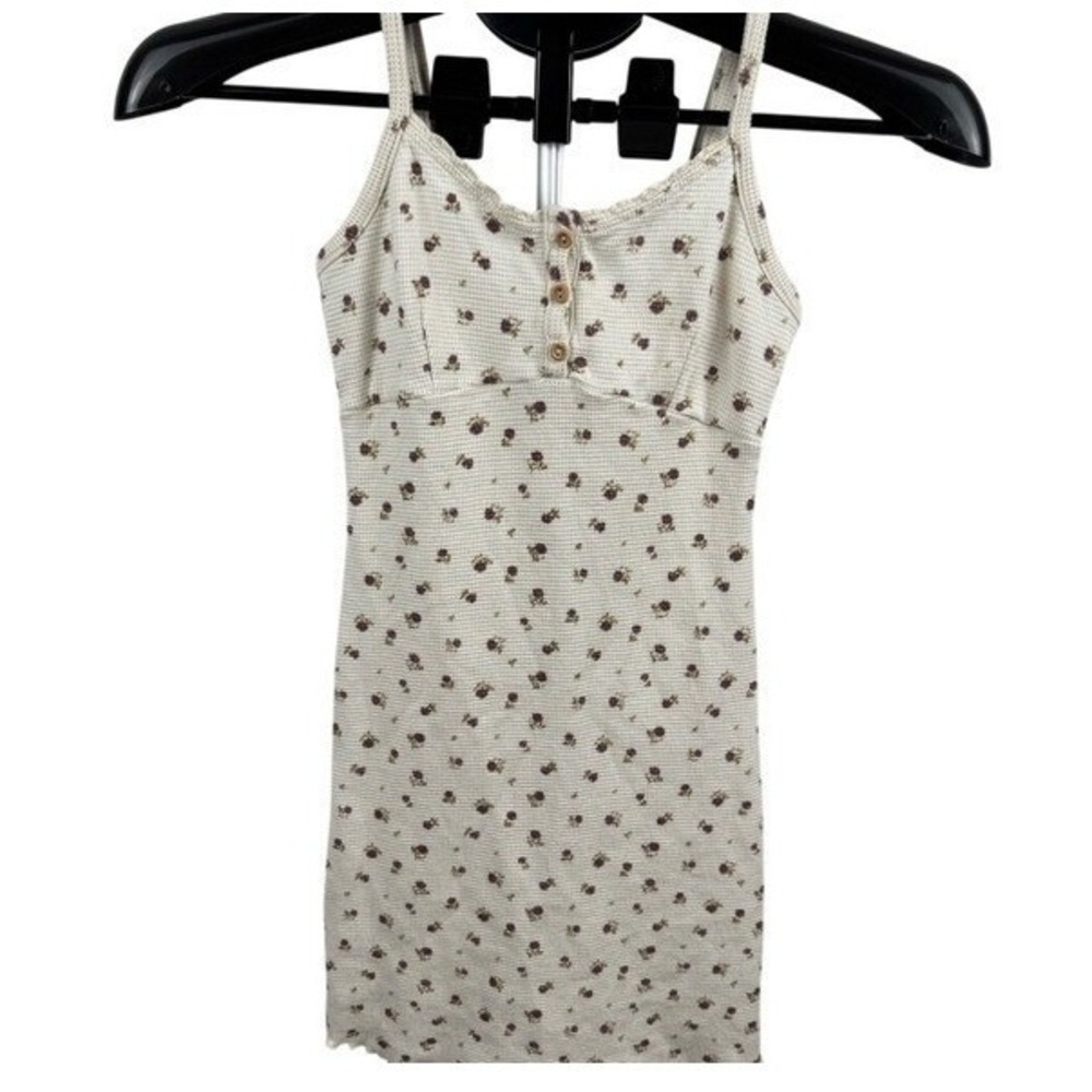 Y2K Spaghetti Strap Waffle Knit Thermal‎ Mini Dress